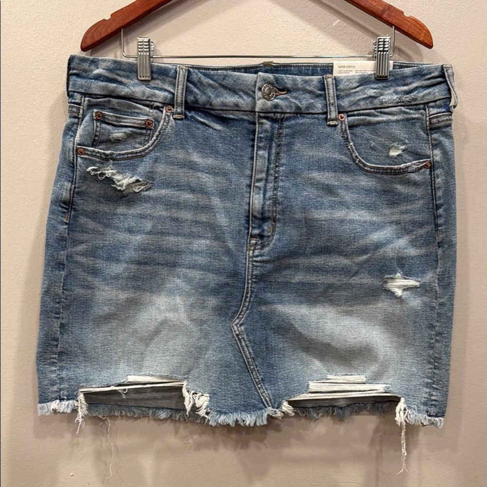 American Eagle Outfitters Blue Mini Skirt Casual Distressed